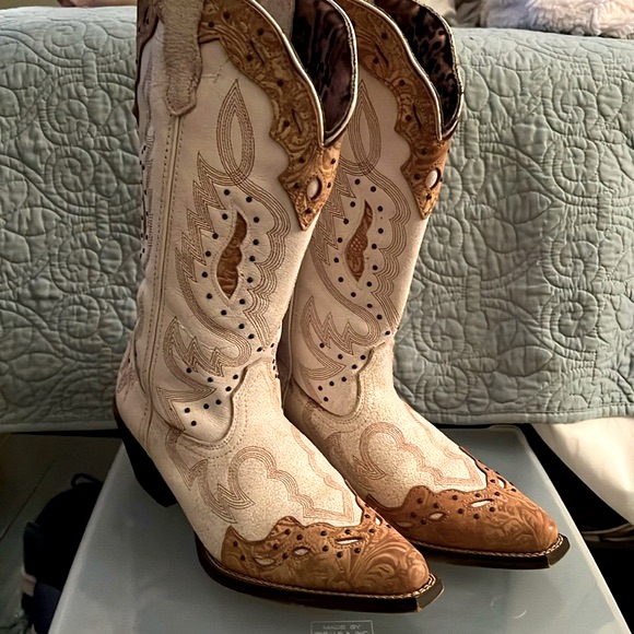 Women's Laredo White Pressley Leather Cowboy Boots Size 7